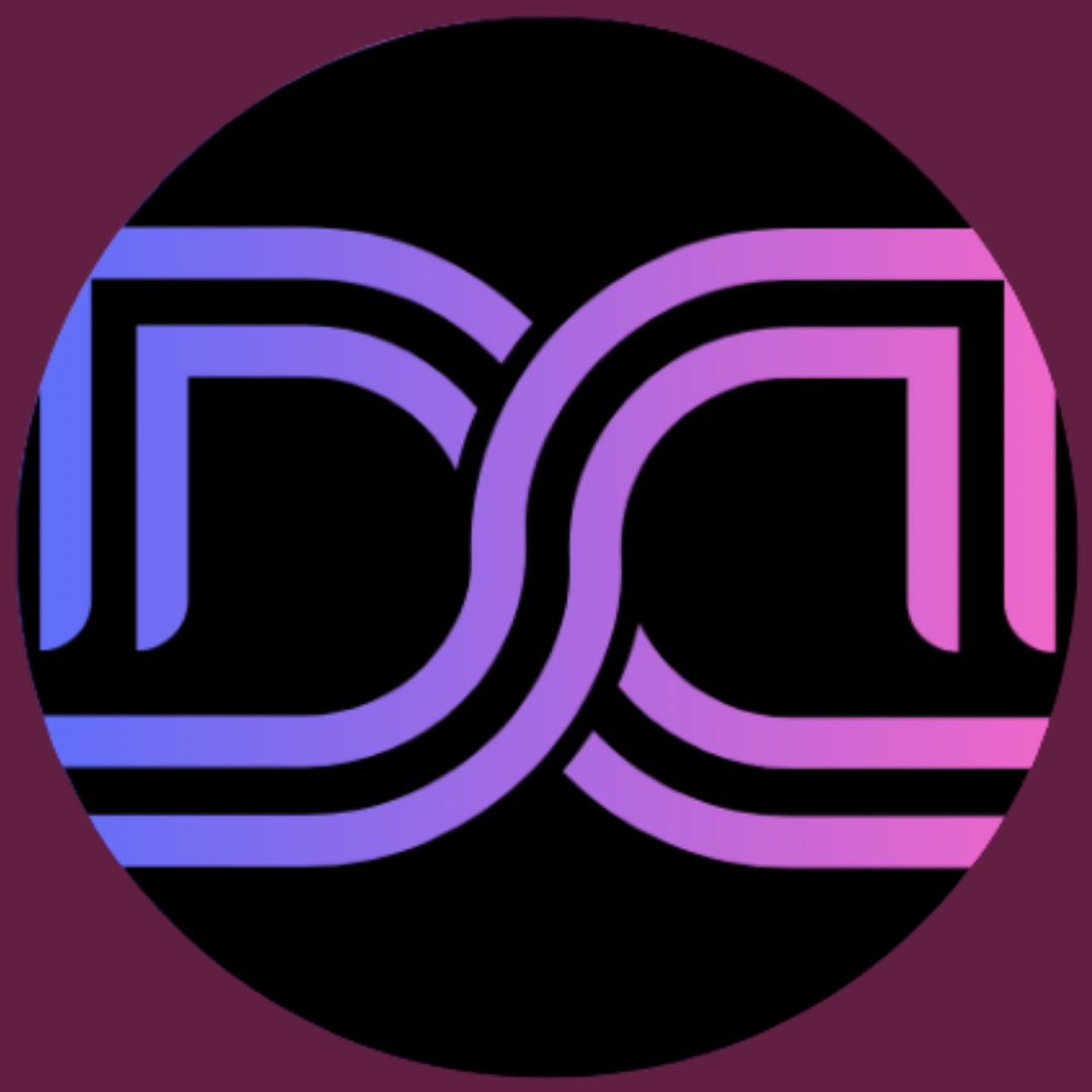 DD Photobooth Logo with burgundy background.